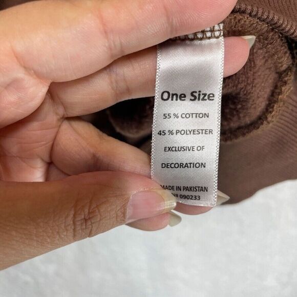 PacSun Teddy Baby Oversized Sweatshirt One Size Brown Moon Graphic Streetwear - Picture 4 of 9